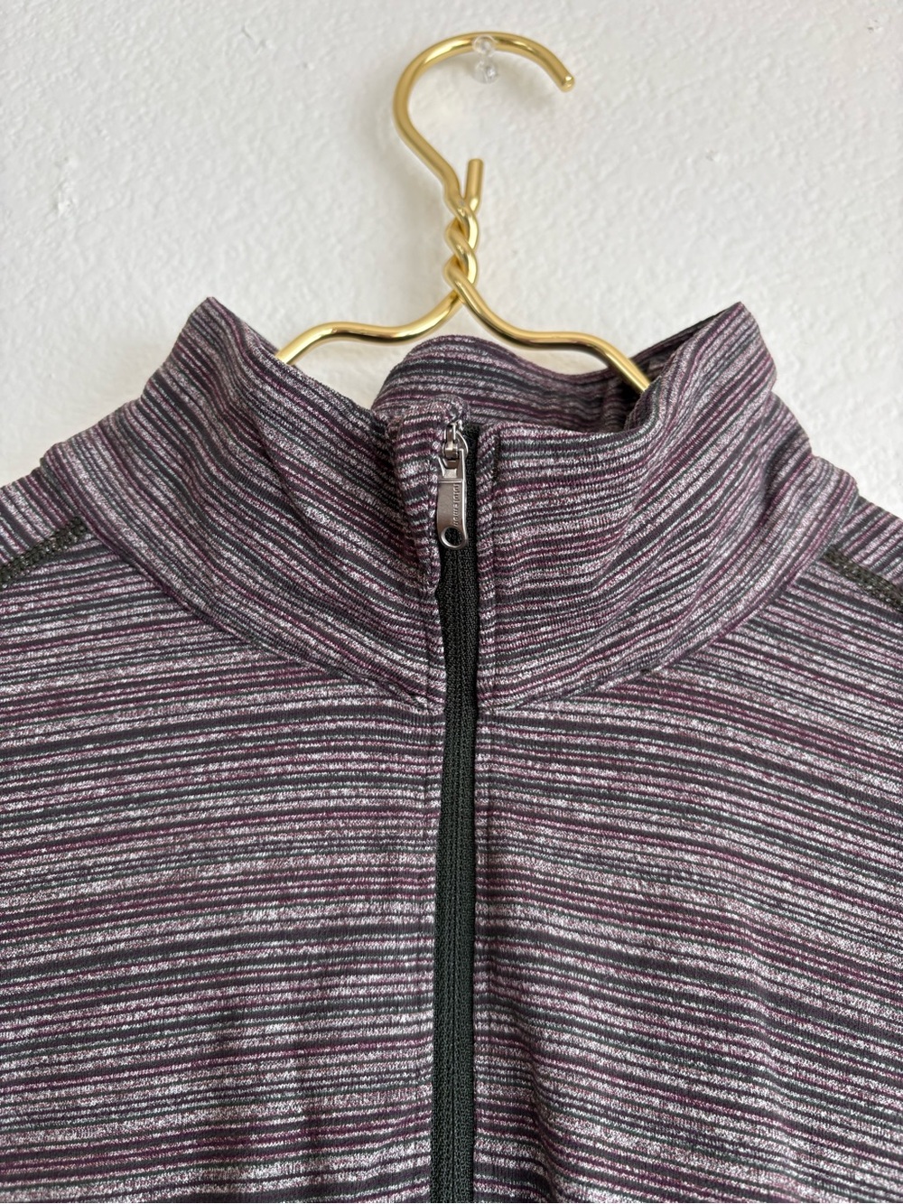 lululemon athletica Men's Striped Half-Zip Pullover - Olive green/burgundy - Picture 2 of 5